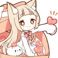 Nekomimi girl 'Alfa' holding a heart